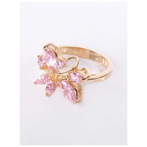 Кольцо помолвочное Lotus Jewelry, фианит, размер 17, розовый