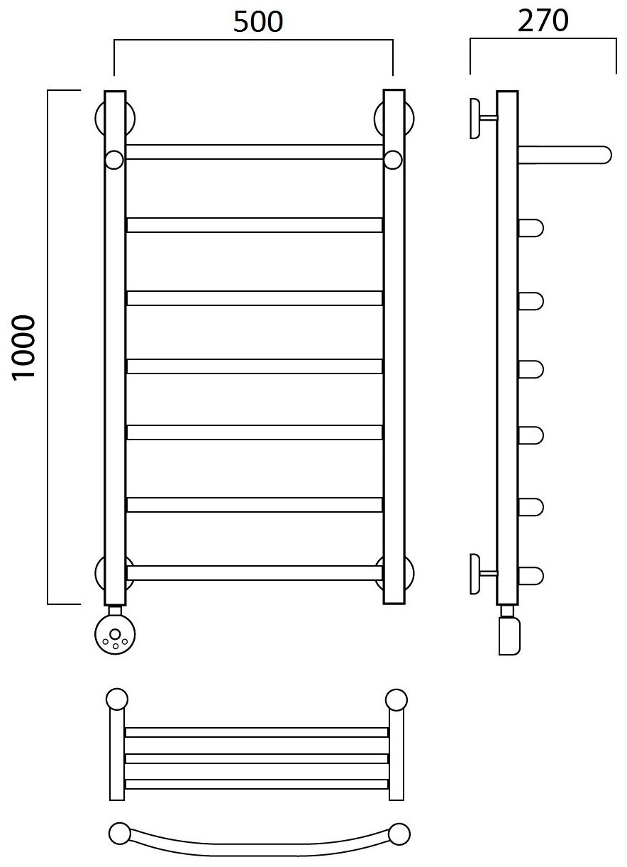 Электрический полотенцесушитель Акванерж дуга с полкой 1000x500 левый - фотография № 2