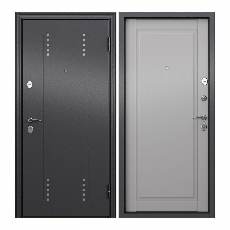 Дверь входная Torex для квартиры металлическая Flat-S 860х2050 правый, тепло-шумоизоляция антикоррозийная защита, замки 4-го и 2-го класса,серый/белый - фотография № 1
