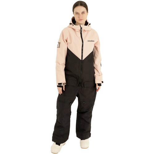 Комбинезон oneskee, зимний, силуэт полуприлегающий, карманы, карман для ски-пасса, капюшон, мембранный, водонепроницаемый, размер L/XL, розовый, черный