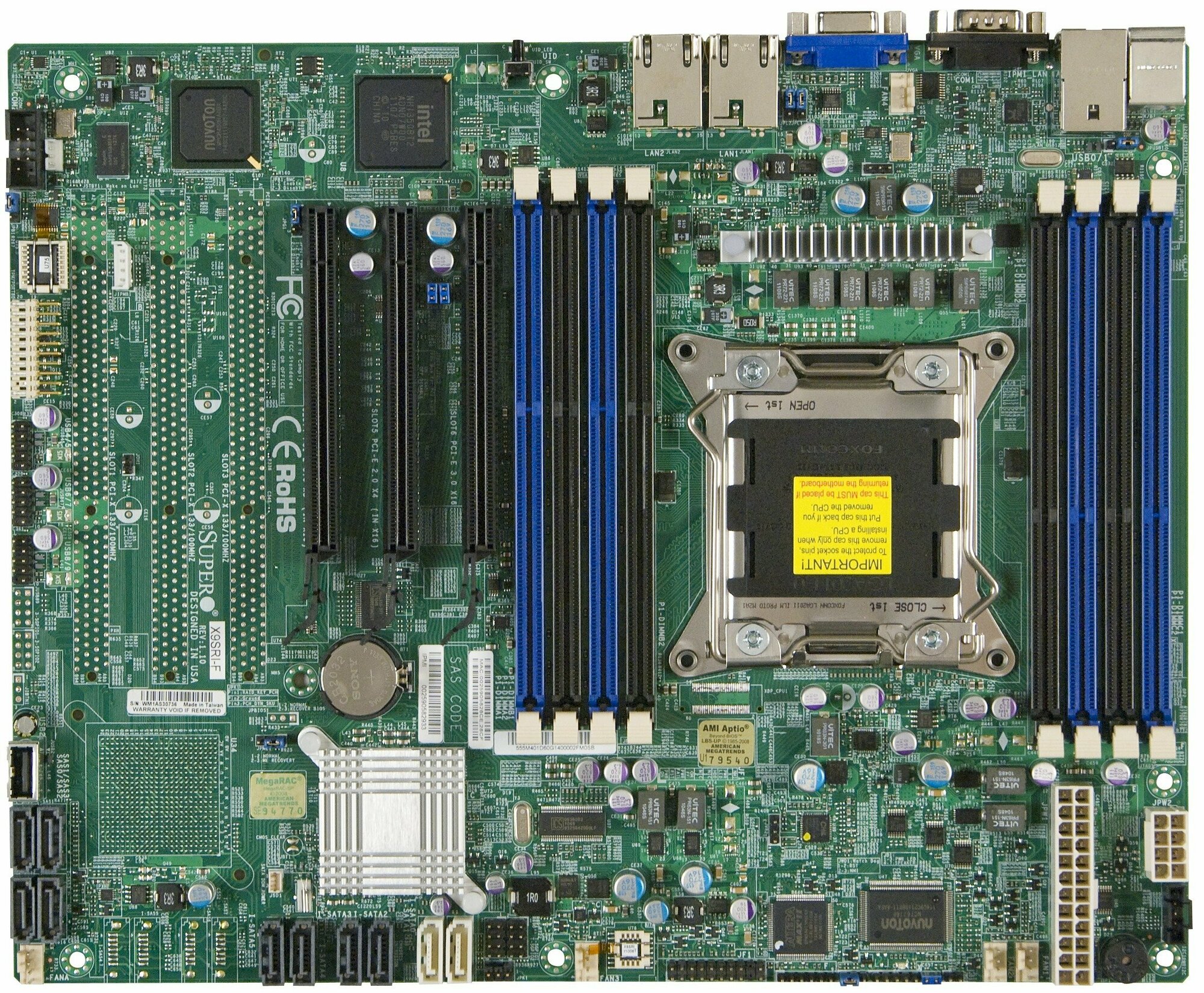 Материнская плата Supermicro X9SRI-F Single Socket R (S2011) Intel; ATX, 8 DIMM slots (256 GB DDR3) (OEM)