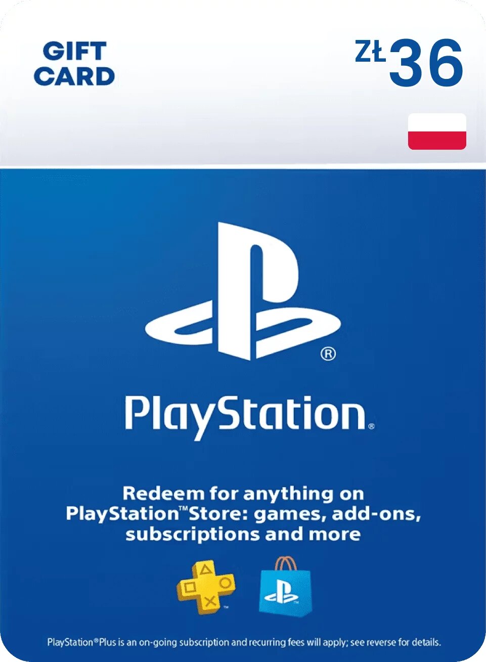 Пополнение счета PlayStation Store на 36 PLN (zl) / Gift Card (Польша)