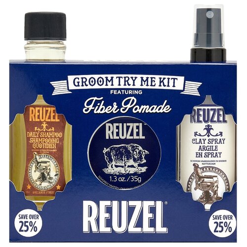 Reuzel Подарочный набор для мужчин Groom Try Me Kit feat. Fiber Pomade / мужской подарочный набор