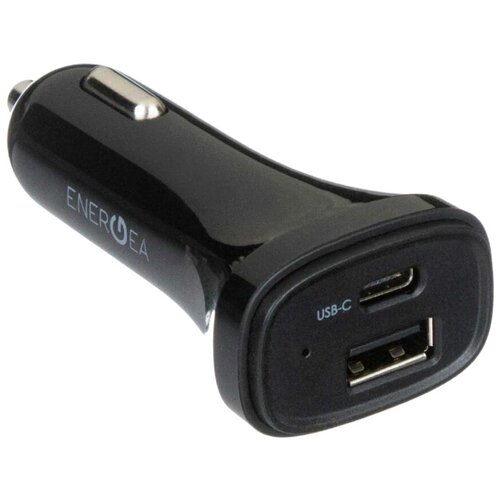 Автомобильное ЗУ EnergEA USB-С + USB black 3.1A автомобильное зарядное energea alu drive pd20 kit usb c pd usb qc3 0 кабель nyloflex usb a lightning 1 5 м