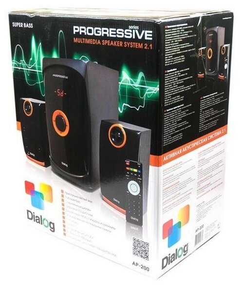 Колонки Dialog Progressive AP-200 2x15 + 30 Вт USB+SD reader черный