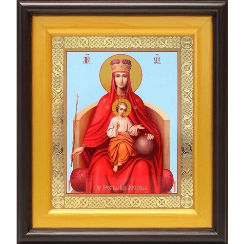 Икона Божией Матери Державная, широкий деревянный киот 21,5*25 см икона божией матери державная широкий киот 16 5 18 5 см