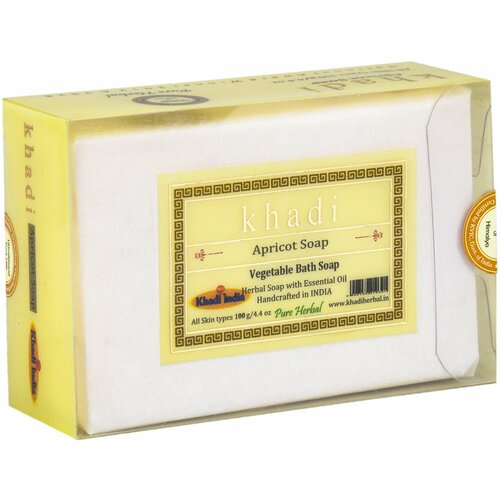 khadi vegetable apricot soap khadi india абрикосовое растительное мыло ручной работы с эфирными маслами кхади индия 100 г Khadi India Растительное банное мыло- Абрикос (Vegetable Bath Soap- Apricot) 125г