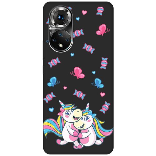 Матовый чехол Unicorns and Candies для Honor 50 / Huawei Nova 9 / Хонор 50 / Хуавей Нова 9 с 3D эффектом черный матовый чехол unicorns and candies для honor 9 хонор 9 с 3d эффектом черный