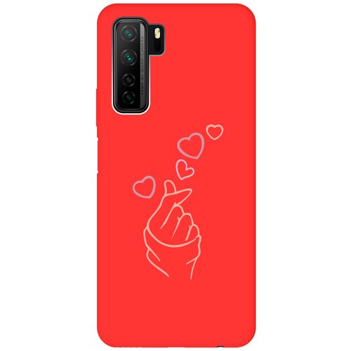 Силиконовый чехол на Honor 30S, Huawei Nova 7 SE, Хонор 30с Silky Touch Premium с принтом K-Heart красный матовый soft touch силиконовый чехол на honor 30s huawei nova 7 se хонор 30с с 3d принтом lovers hands w черный