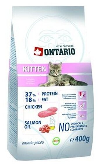 Корм Ontario Kitten Chicken для котят, с курицей, 400 г - фотография № 2