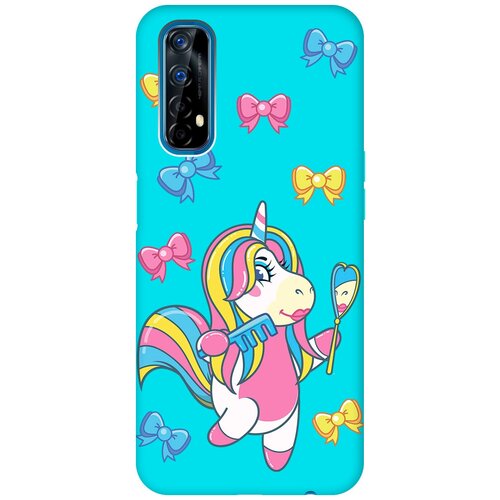 Матовый чехол Lady Unicorn для realme 7 / Рилми 7 с 3D эффектом бирюзовый матовый чехол musical unicorn для realme 7 рилми 7 с 3d эффектом бирюзовый