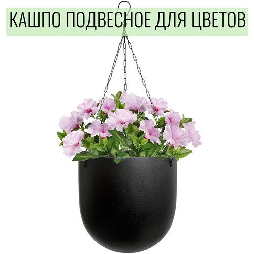 Подвесное кашпо TREEZ Effectory Black Stone Чаша большая подвесная Антрацит в-28 см, д-27 см 2/2