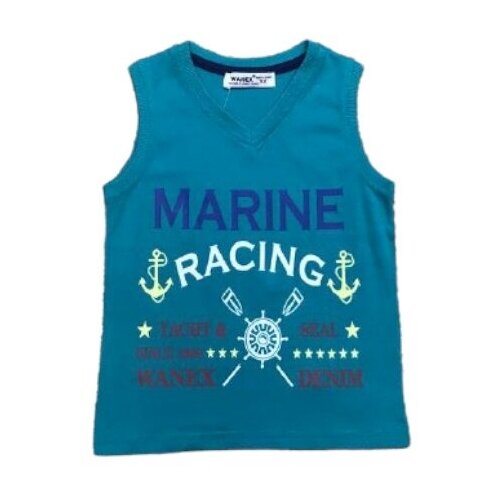 фото Майка для мальчика из хлопка зелёная (92-122) размер:122 wanex