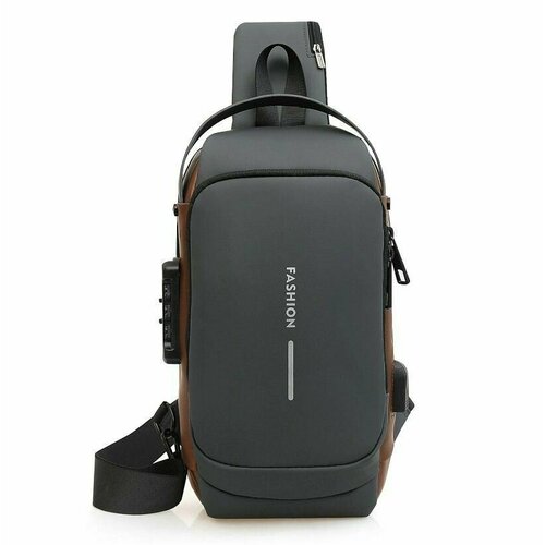 фото Сумка мессенджер , серый, коричневый нет бренда