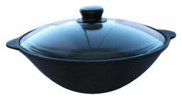Вок (WOK) Камская посуда вок28 WOK 2,7л чугунный со стеклянной крышкой