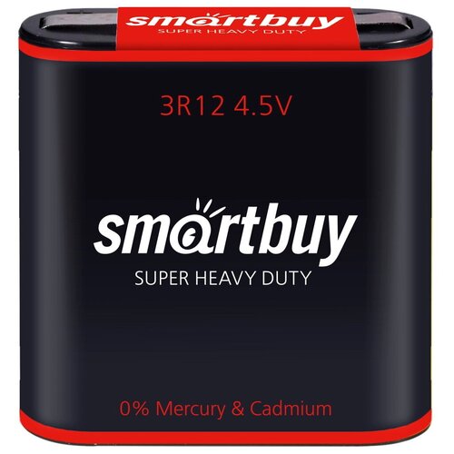 Smartbuy Батарейка солевая Smartbuy Super Heavy Duty, 3R12-1S, 4.5В, спайка, 1 шт. батарейка квадратная 4 5v 3r12 smartbuy 5 шт