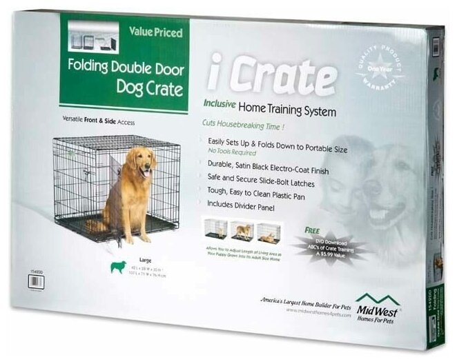 Клетка MidWest iCrate для собак 107х71х76h см, 2 двери, черная - фотография № 7