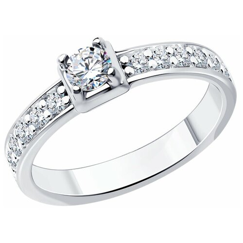 Кольцо Diamant серебро, 925 проба, родирование, фианит, размер 16.5