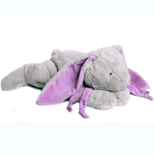 Мягкая игрушка Lapkin Кролик серый 45 см с фиолетовым шарфом