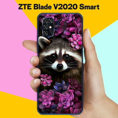 Силиконовый чехол на ZTE Blade V2020 Smart Енот / для ЗТЕ Блейд Ви2020 Смарт силиконовый чехол на zte blade v2020 smart мишки для зте блейд ви2020 смарт