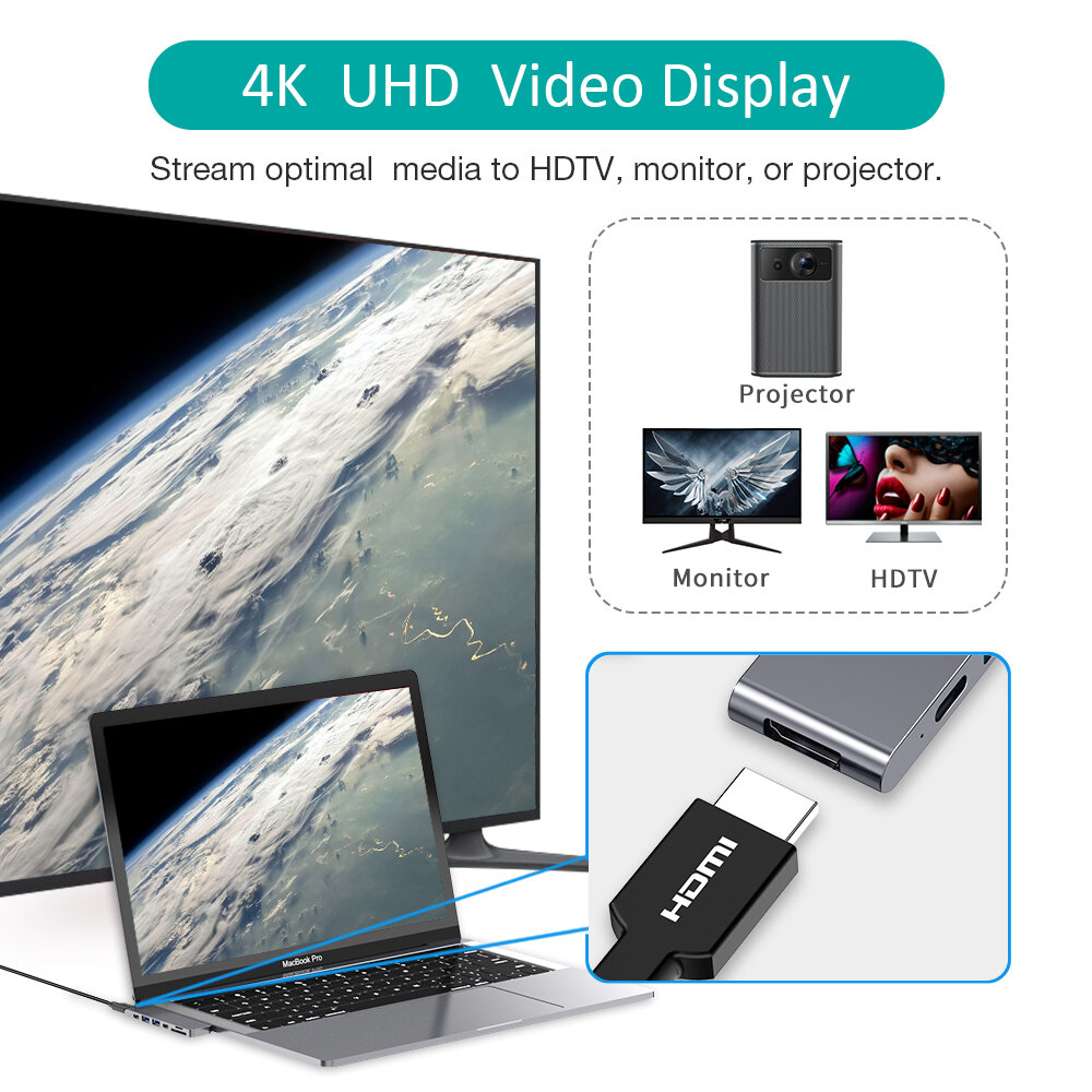 Док-станция хаб 2хUSB-C 7-в-2 Thunderbolt 3 USB-C USB-C PD HDMI 4K SD/Micro 2xUSB-A цвет серый (HUB-M14)