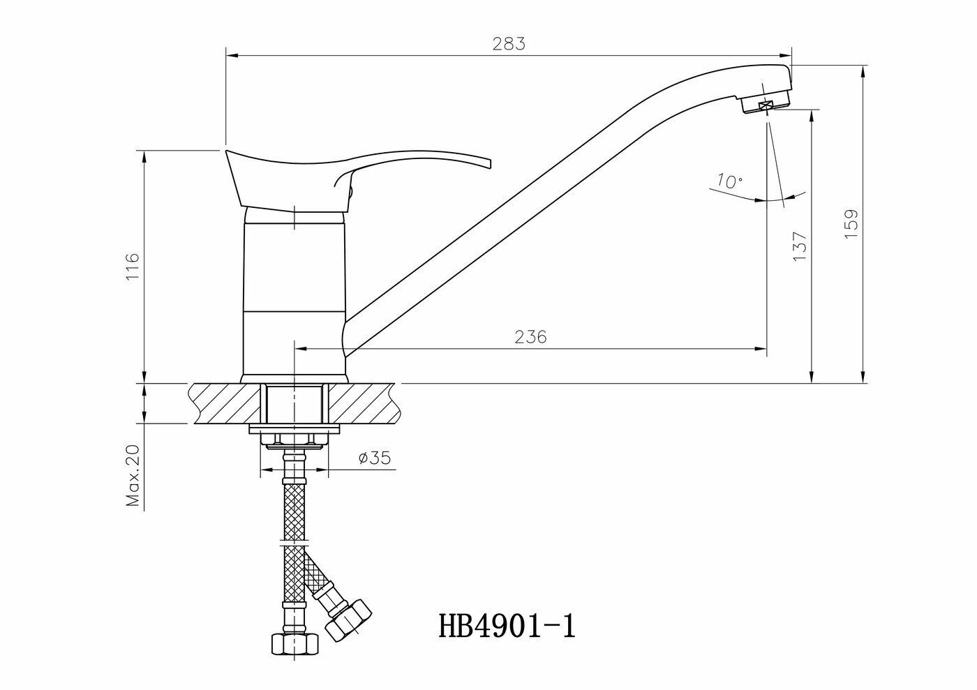 Смеситель для кухни 40к HB4901 HAIBA - фотография № 2