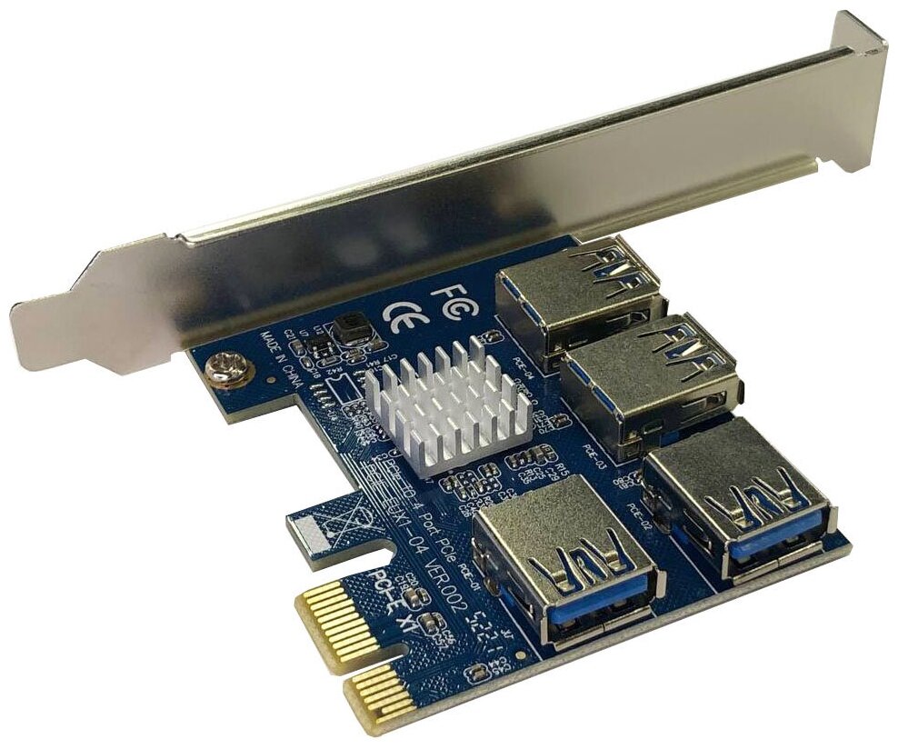 Разветвитель PCI-e to 4 USB / USB 3.0 / Плата расширения / Внутренний юсб