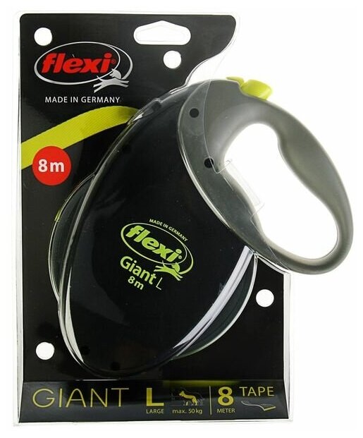 Рулетка Flexi коллекция Giant Neon L (до 50 кг) 8 м, светоотражающий ремень - фотография № 5