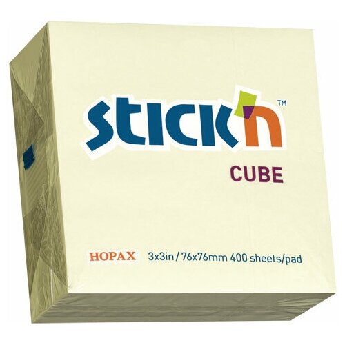 Набор из 12 штук Блок самоклеящийся бумажный Stick`n 21072 76x76мм 400 листов 70г/м2 пастель желтый