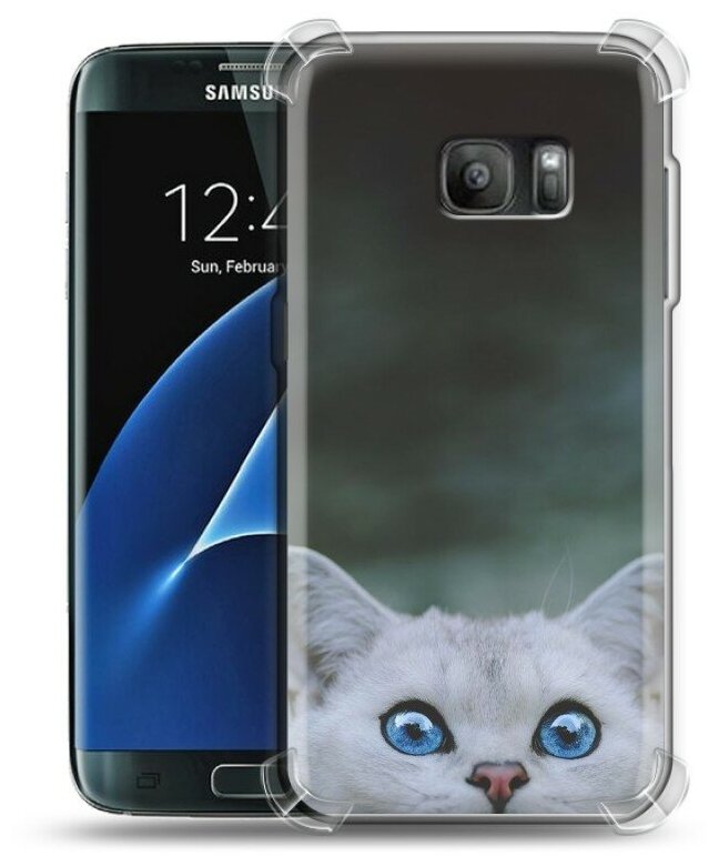 Дизайнерский силиконовый с усиленными углами чехол для Самсунг S7 / Samsung Galaxy S7 Кот