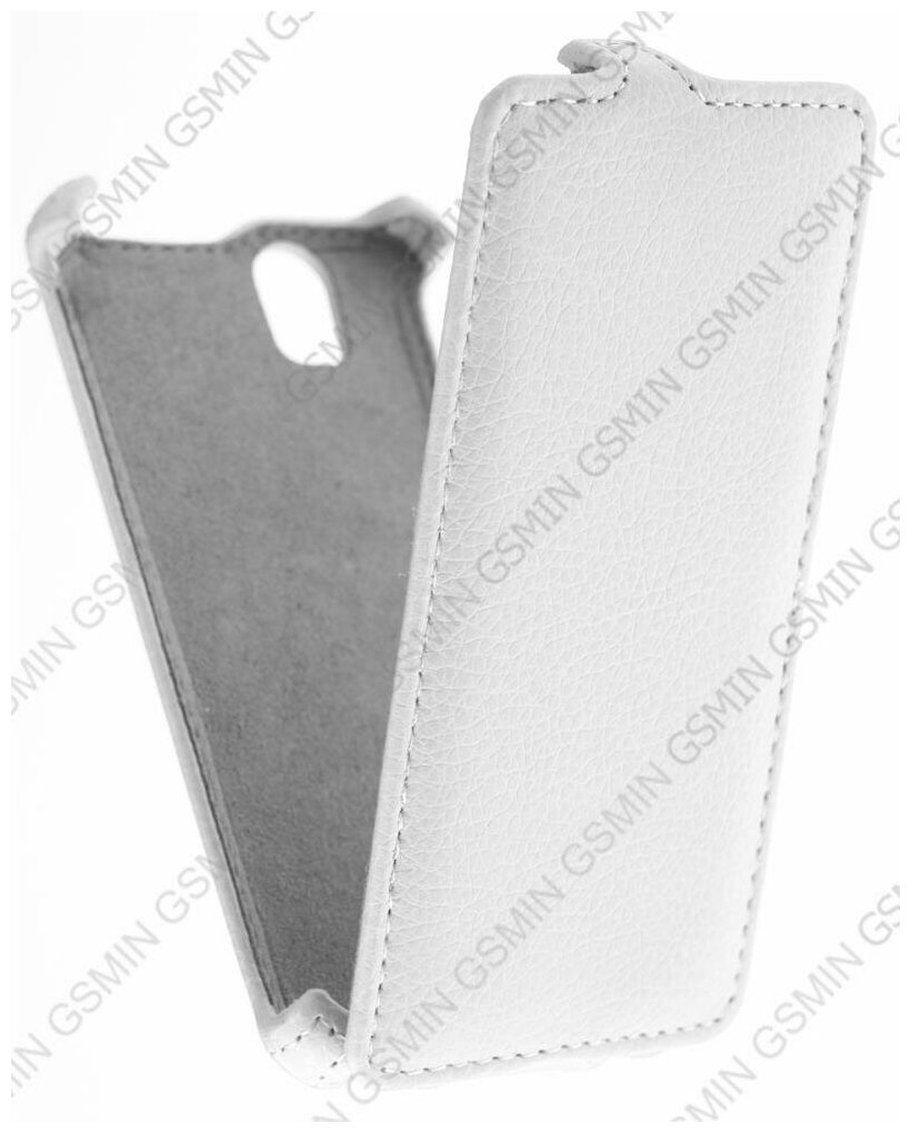 Кожаный чехол для Fly IQ 4491 Era Life 3 Gecko Case (Белый)