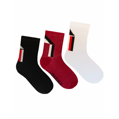 фото Носки lunarable, 3 пары, размер 40-43, черный, бордовый, белый