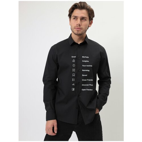 Рубашка GREG, размер 174-184/39, черный блуза hache классический стиль длинный рукав размер 46 черный