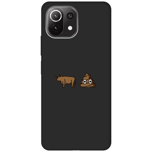 Матовый чехол Bull Shit для Xiaomi Mi 11 Lite / 11 Lite 5G / Сяоми Ми 11 Лайт / 11 Лайт 5г с 3D эффектом черный силиконовый чехол с принтом bull shit для xiaomi mi 11 lite 11 lite 5g сяоми ми 11 лайт 11 лайт 5г