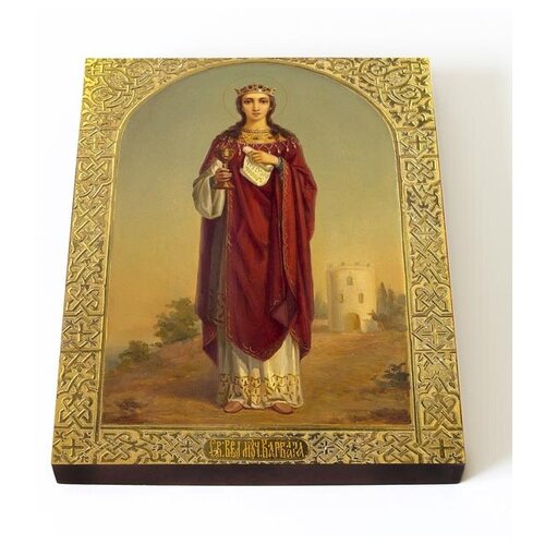 Великомученица Варвара Илиопольская, ростовая икона на доске 13*16,5 см