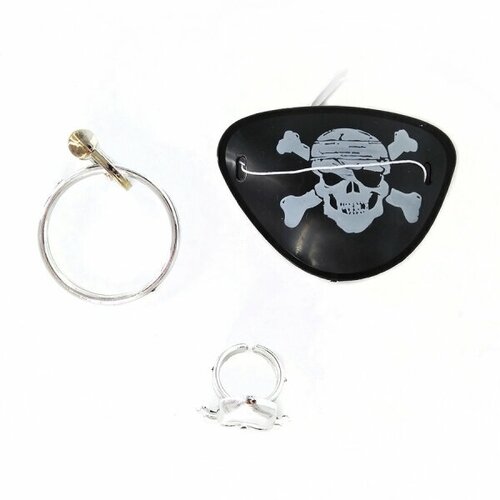 Набор пирата, карнавальный, детский, 3 предмета: наглазник, клипса, кольцо наглазник черный пиратский череп пирата набор 10 шт