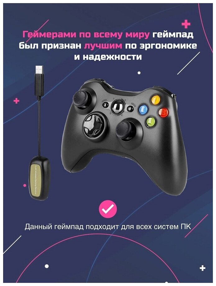 Геймпадджойстикконтроллер беспроводной для Xbox360 и PC ресиверПК приемник