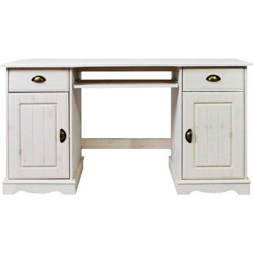 Стол компьютерный Клаудиа двухдверный 2 ящика (белый / универсальный)