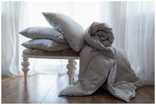 Одеяло Guten Morgen, стандартное пуховое Masuria, без рисунка, серый ; Размер: Евро