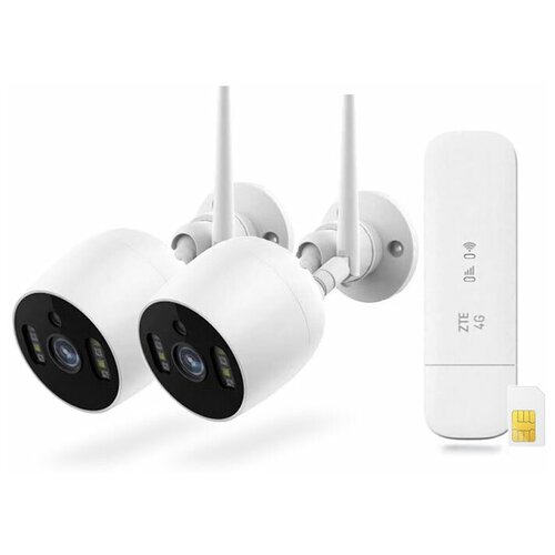 Комплект видеонаблюдения 4G мобильный 2Мп Ps-Link C2TA2-4G на 2 уличные 2Мп камеры