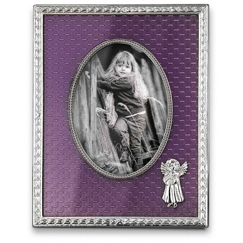 Фоторамка детская из латуни с гильошированной эмалью и ювелирным стеклом