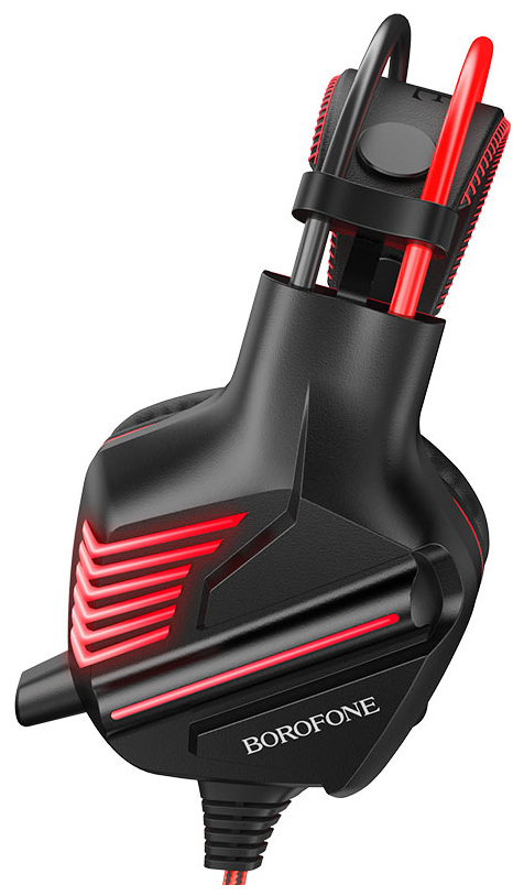 Гарнитура Borofone BO101 Racing, LED-подсветка, игровая, кабель 2 м, красный