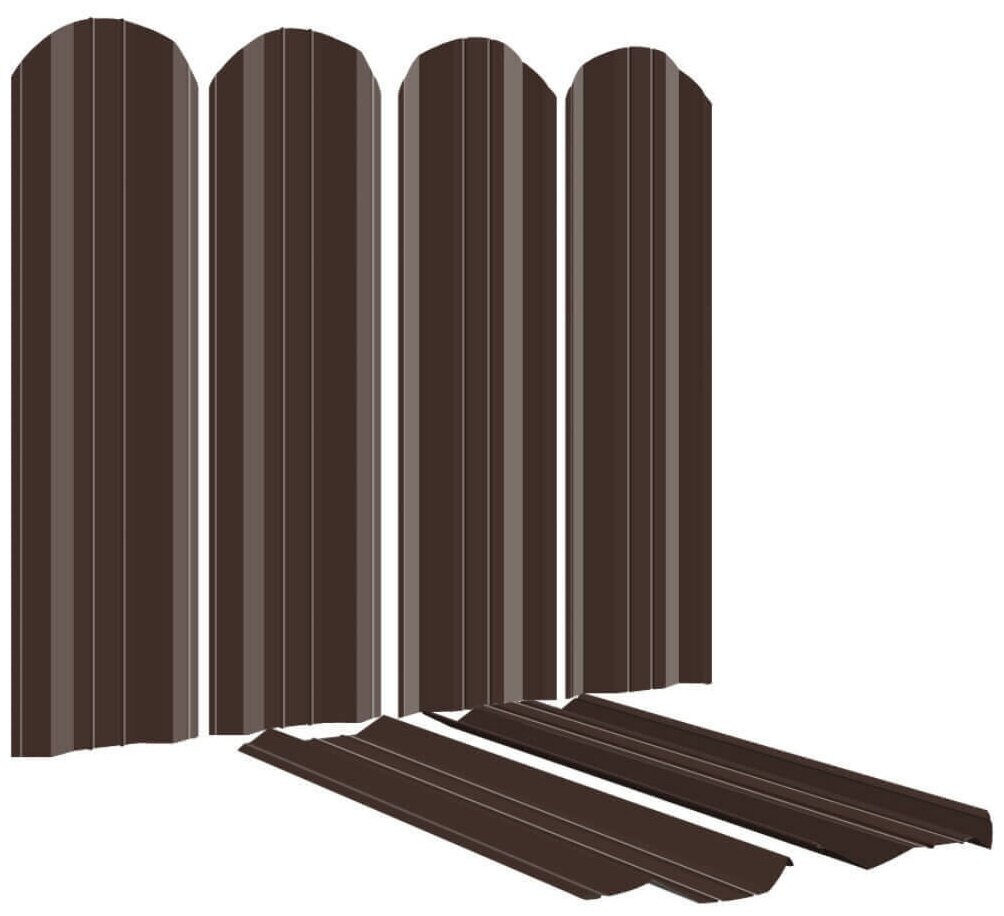 Штакетник металлический (евроштакетник) ЭКО-М (М-образный, двусторонний цвет RAL 8017/8017 Коричневый Шоколад, ширина 95мм) высота 1м, 10 шт - фотография № 1