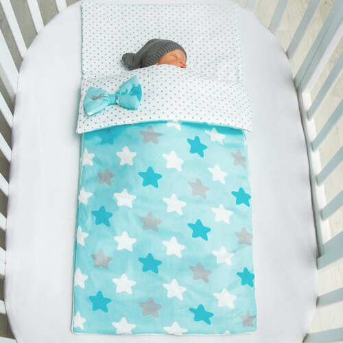 Конверт-мешок Amarobaby Magic Sleep, 100 см, 100х47 см, белый/голубой