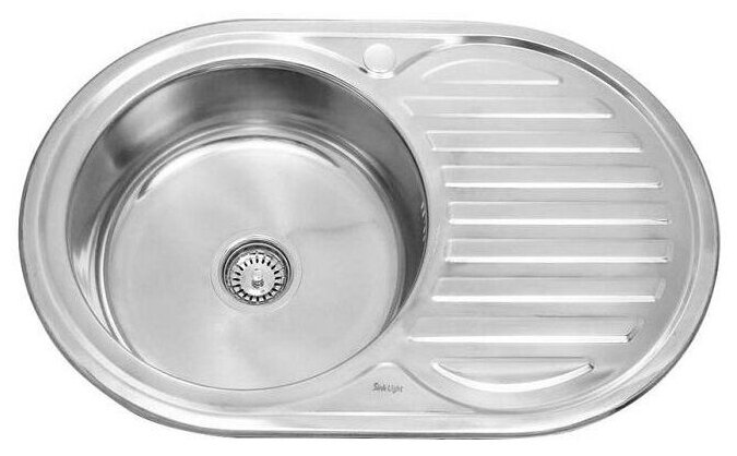 Врезная кухонная мойка SinkLight 7750 ECO L 0.8/180 1P 50х77см нержавеющая сталь