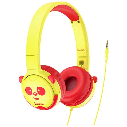 Наушники полноразмерная HOCO W31 детский дизайн разъём 35mm кабель 12m желтые 100500₽
