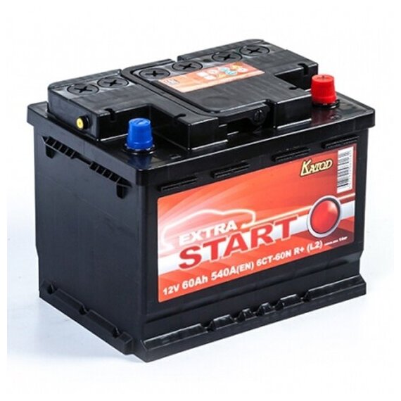 Аккумулятор Extra Start 60e 6СТ-60N R+ (L2), 242x175x190, обратная полярность, 60 Ач