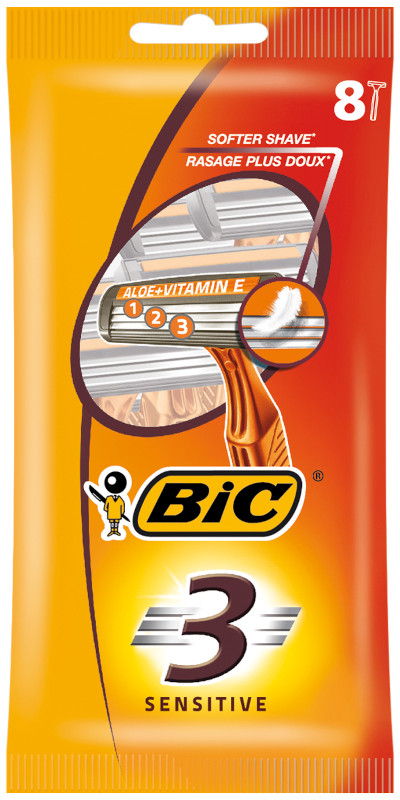 Бритва BIC 3 Sensitive мужская одноразовая, 8шт