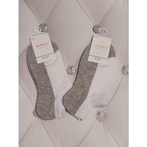 фото Носки детские короткие белые с серой подошвой. размер 7-9. в упаковке 2 пары. morrah