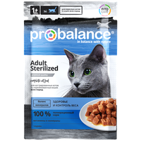 Пауч ProBalance Sterilized для кастрированных и стерилизованных котов и кошек, 85 гр x 25 шт